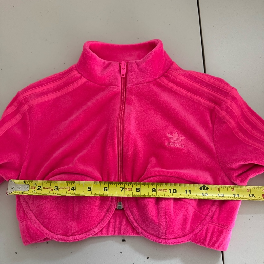 JEREMY SCOTT x ADIDAS Cropped Velour Track Jacket Bra Top Women’s Size Small - Picture 13 of 13